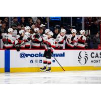 Belleville Senators' Tarun Fizer congratulated by team