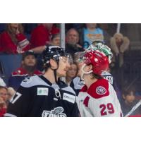 Idaho Steelheads' Patrick Kudla and Allen Americans' Colby McAuley on game night