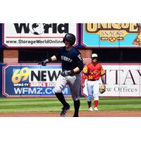 Somerset Patriots catcher Ben Rice rounds the bases