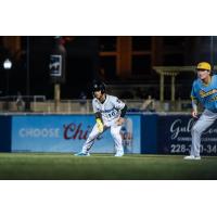 Biloxi Shuckers' Carlos Rodriguez and Montgomery Biscuits' Bob Seymour on game night