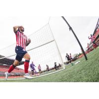 Atlético Ottawa Striker Rubén del Campo celebrates his second CPL goal of the season