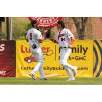 Fargo-Moorhead RedHawks outfielders Ismael Alcantara (left) and Kona Quiggle