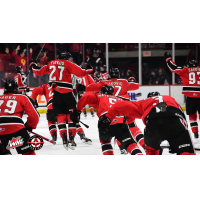 Moose Jaw Warriors rush the ice after their overtime win