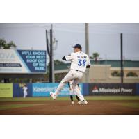 Biloxi Shuckers' Bradley Blalock on the mound