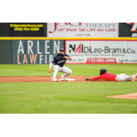 Somerset Patriots' Oswald Peraza in action