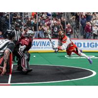 Buffalo Bandits forward Josh Byrne shoots against the Colorado Mammoth