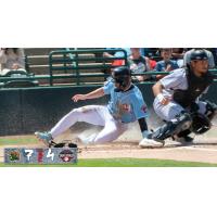 Hickory Crawdads slide home