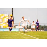 Tacoma Defiance midfielder Burke Fahling with possession vs. Houston Dynamo 2