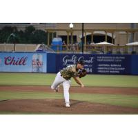 Biloxi Shuckers' Shame Smith on the mound