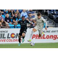 Colorado Springs Switchbacks FC's Maalique Foster versus Oakland Roots SC's Justin Rasmussen