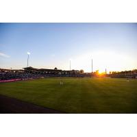 Sunset at ShoreTown Ballpark, home of the Jersey Shore BlueClaws