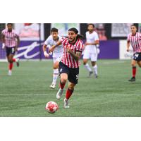 Atlético Ottawa striker Rubén Del Campo in action at TD Place