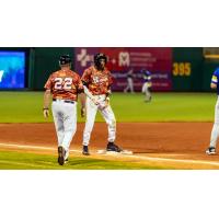 Montgomery Biscuits' coach Kevin Boles and Chandler Simpson on game night