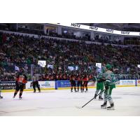 Kansas City Mavericks and the Florida Everblades on the ice