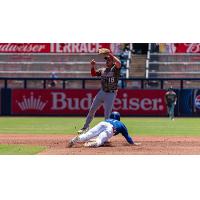 Jose Ramos steals second for the Tulsa Drillers