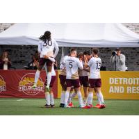 Detroit City FC celebrates a goal