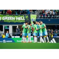 Sounders FC huddle