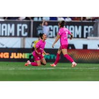 San Diego Wave FC forward Mya Jones reacts after her goal