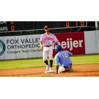 Lake Country DockHounds catcher Deivy Grullon slides into second against the Kane County Cougars