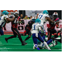 Jacksonville Sharks defense faces a run from the Massachusetts Pirates