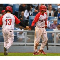 Ottawa Titans exchange congratulations following a victory