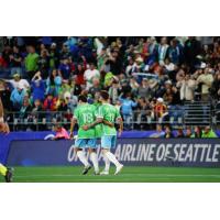 Seattle Sounders FC's Obed Vargas and Albert Rusnák on game night