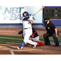 Mike Brosseau of the Syracuse Mets hits his second homer of the game