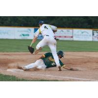 Upper Valley Nighthawks' Gehrig Anglin and Sanford Mainers' Devan Kodali in action