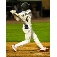 Tri-City Dust Devils shortstop Caleb Ketchup with a big swing