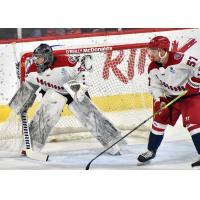 Allen Americans defenseman Ty Farmer (right)