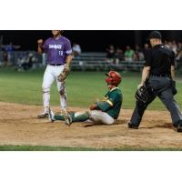 Keene SwampBats' Alex Jankowski and Sanford Mainers' Jackson Tucker on game night