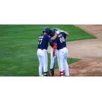 St. Cloud Rox' Carter Hanson, Ben Higdon, and Jackson Hauge on game night