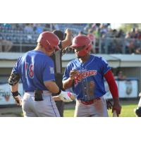 Green Bay Rockers catcher Jake Bold (left) and infielder Daalen Adderley