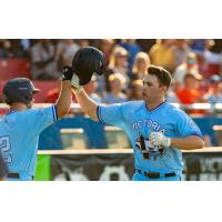 Victoria HarbourCats' Michael Crossland congratulated by Joshua Cunnigan