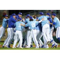 Omaha Storm Chasers rush the field after winning the International League Championship