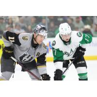 Henderson Silver Knights' Mason Morelli and Texas Stars' Kole Lind on game night