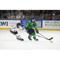 Idaho Steelheads' Blake Swetlikoff and Florida Everblades' Marc-Andre Gaudet in action