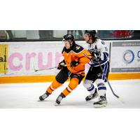 Danbury Hat Tricks' Billy Berry and Watertown Wolves' Lincoln Gingerich in action