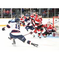 Saginaw Spirit defenseman Zayne Parekh takes a shot against the Ottawa 67's