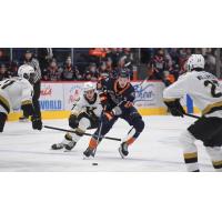 Kingston Frontenacs' Adam Kelly and Flint Firebirds' Jeremy Martin in action