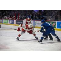 Grand Rapids Griffins' Gabriel Seger versus Colorado Eagles' Jake Wise