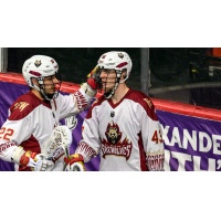 Albany Firewolves defender Nick Chaykowsky (left) and transition player Will Johansen