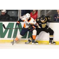 Flint Firebirds' Urban Podrekar battles Kingston Frontenacs' Ethan Hay