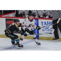 Adirondack Thunder's Ryan Wheeler and Tahoe Knight Monsters' Adam Pitters in action