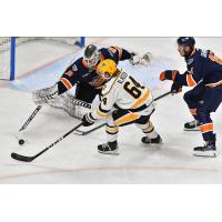 Wheeling Nailers forward Gabe Klassen eyes the puck against the Greenville Swamp Rabbits