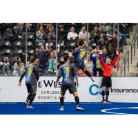 San Diego Sockers' Kraig Chiles, Leonardo De Oliveira, and Luiz Morales on game night