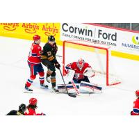 Vancouver Giants centre Brett Olson looks for a shot against the Spokane Chiefs