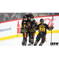 Indy Fuel celebrate a goal against the Iowa Heartlanders