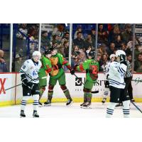 Vancouver Giants celebrate a goal against the Wenatchee Wild