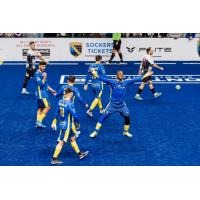 Tavoy Morgan of the San Diego Sockers reacts after one of his goals